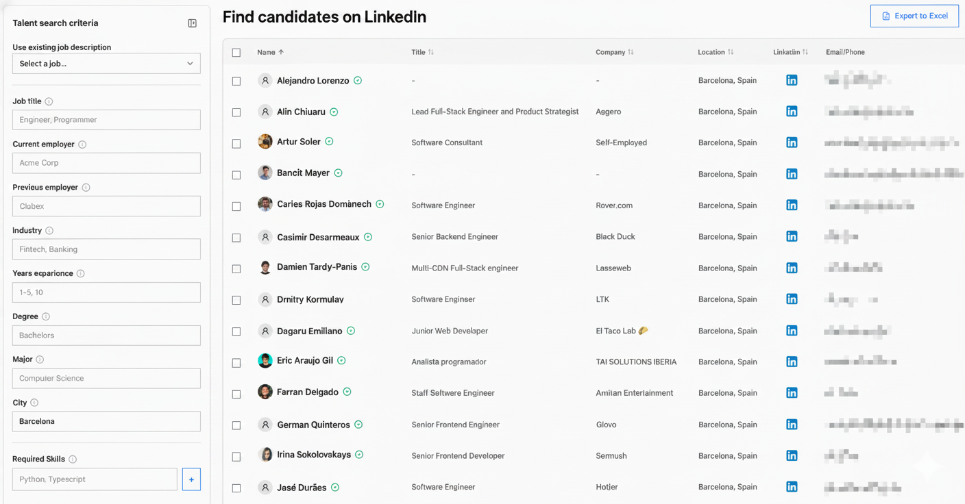 Find candidates on LinkedIn